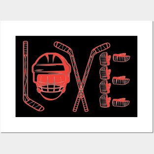 Player Goalie Ice Hockey Heart Apparel Funny Valentines Day Posters and Art